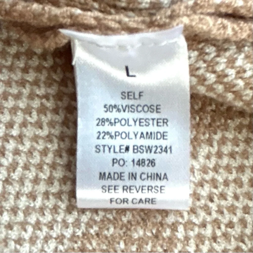 🍒NWT Women’s Sweater Tank Top. Tan & White. Size: Large - Picture 4 of 7